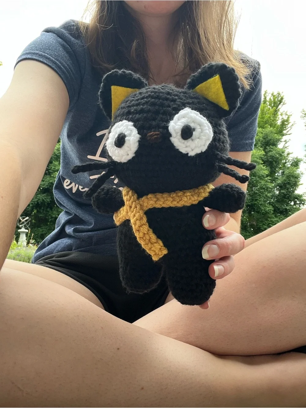 Hand Crocheted Felix the Stylish Black Cat Stuffed Animal Plushie!
